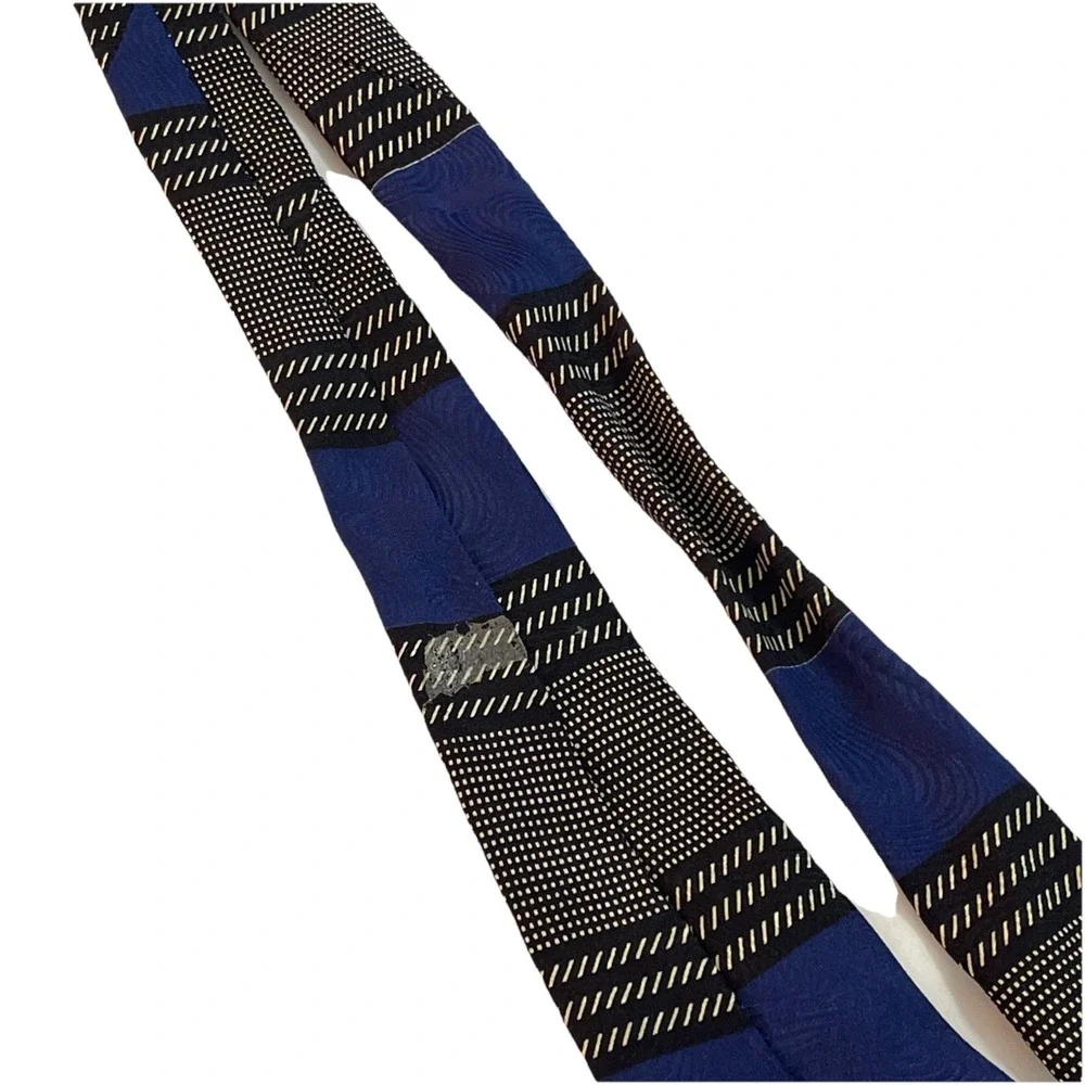 STRUCTURE LE COLLEZIONI Italy Handmade‎ Silk Tie Gray Black Geometric Patterns